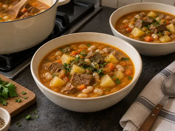 Фасолевый суп с мясом — готовое блюдо
