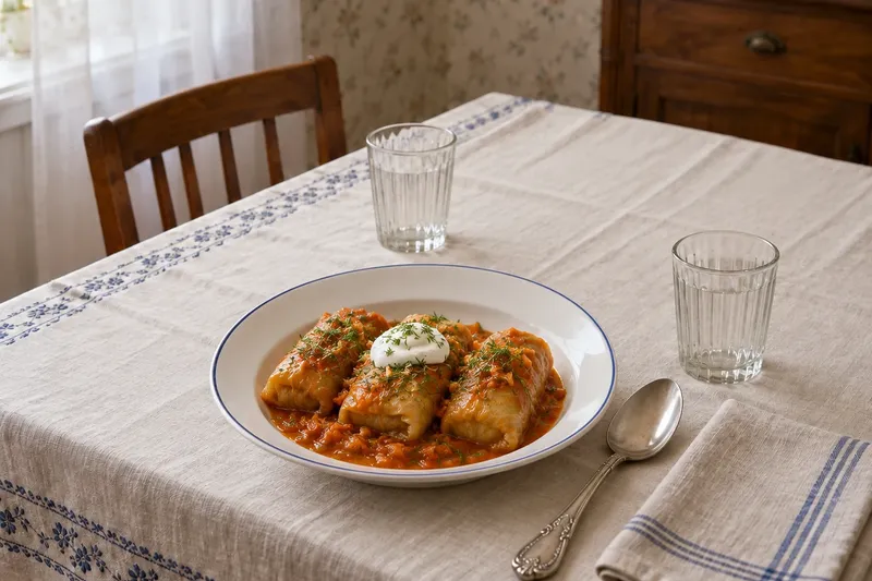 Голубцы с мясом и рисом: со сметаной и укропом
