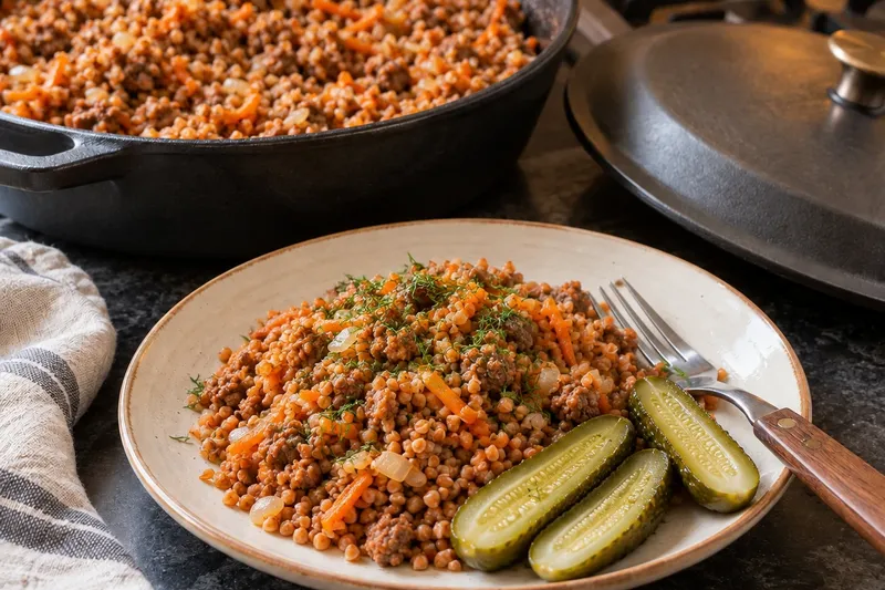 Гречка по-купечески: с малосольными огурцами