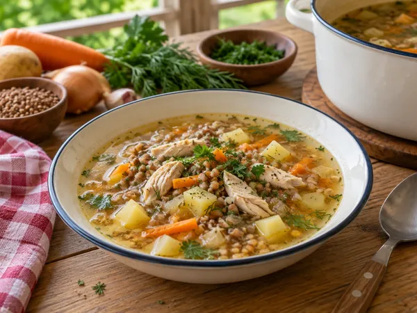 Гречневый суп с курицей — готовое блюдо