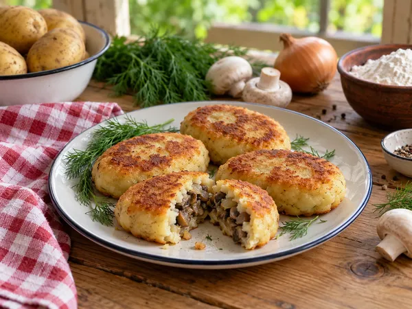 Картофельные котлеты с грибами — готовое блюдо