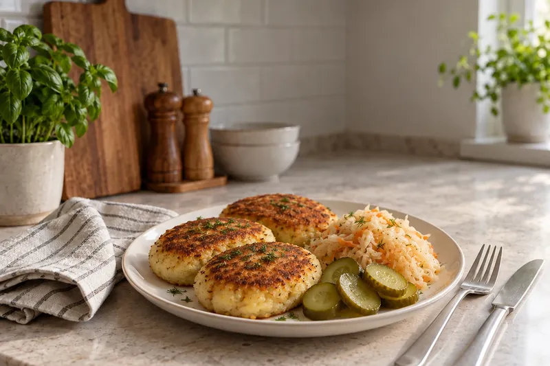 Картофельные зразы с мясом: с соленьями