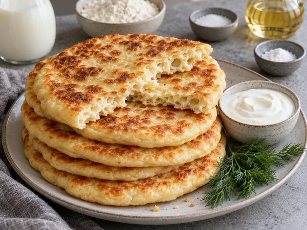 Лепёшки на кефире на сковороде — готовое блюдо