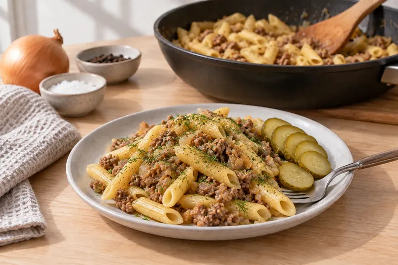 Макароны по-флотски: с солёными огурцами