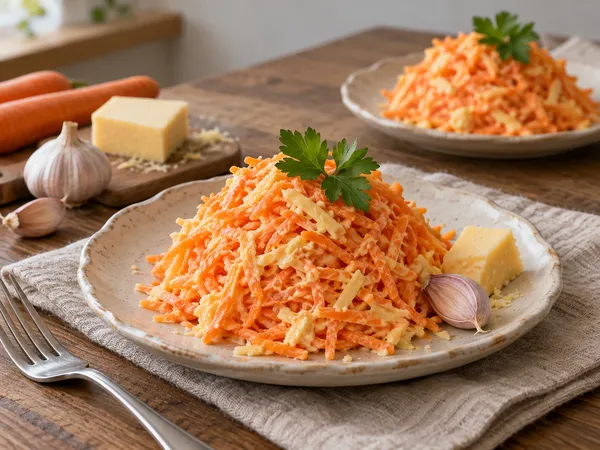 Морковь с чесноком и сыром — готовое блюдо