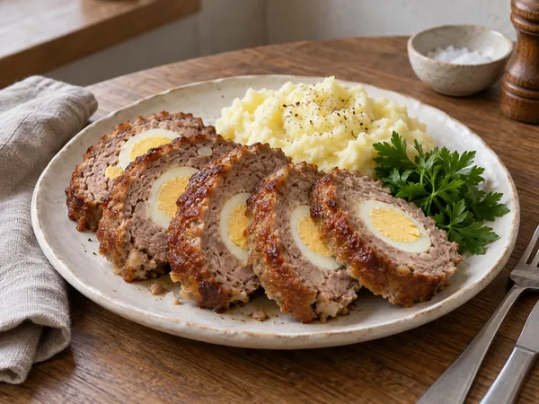 Мясной рулет с яйцом — готовое блюдо