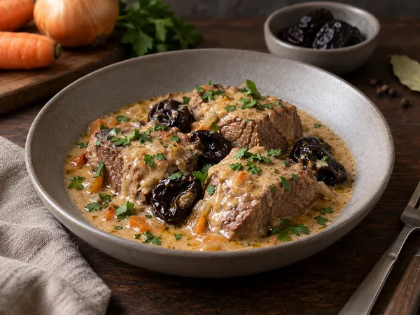 Мясо тушёное с черносливом — готовое блюдо