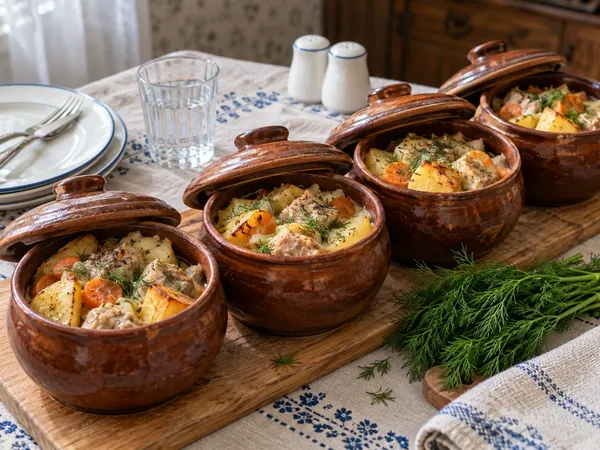 Мясо в горшочках — готовое блюдо