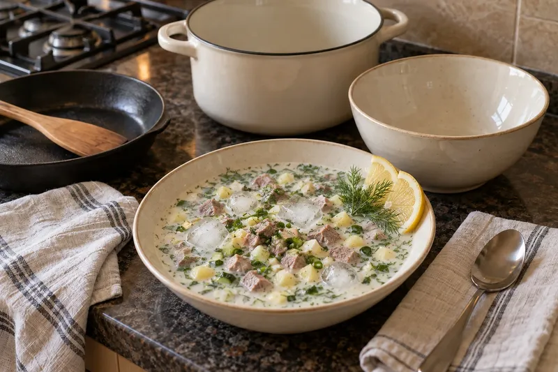 Окрошка классическая: праздничная с лимоном