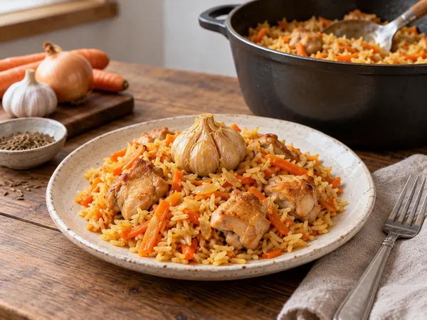 Плов с курицей — готовое блюдо