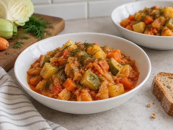 Рагу овощное с кабачками — готовое блюдо