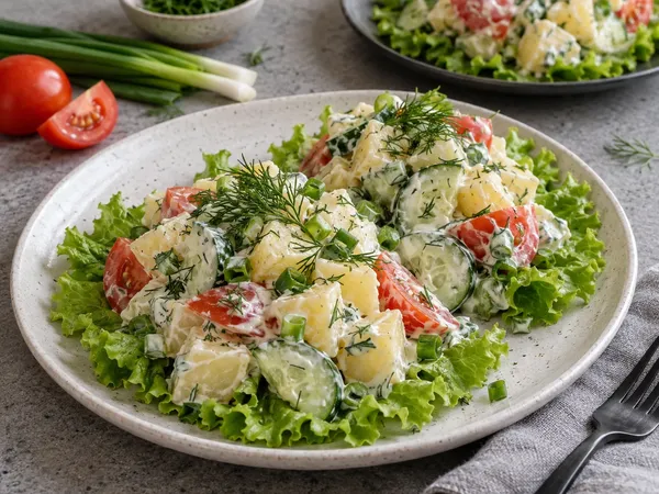 Салат картофельный с огурцами — готовое блюдо