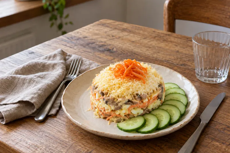 Салат с курицей и корейской морковкой: с свежим огурцом