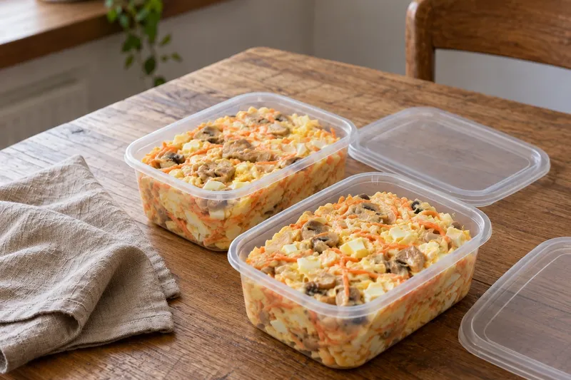 Салат с курицей и корейской морковкой: порция с собой