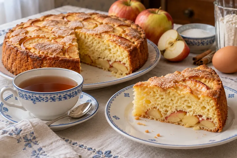 Шарлотка с яблоками: тёплая к чаю