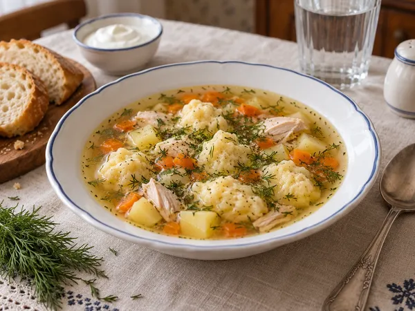 Суп с клёцками — готовое блюдо