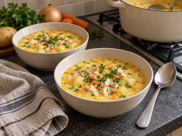 Сырный суп с курицей — готовое блюдо