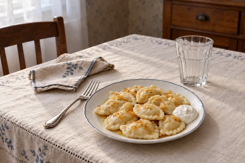 Вареники с картошкой: со сметаной
