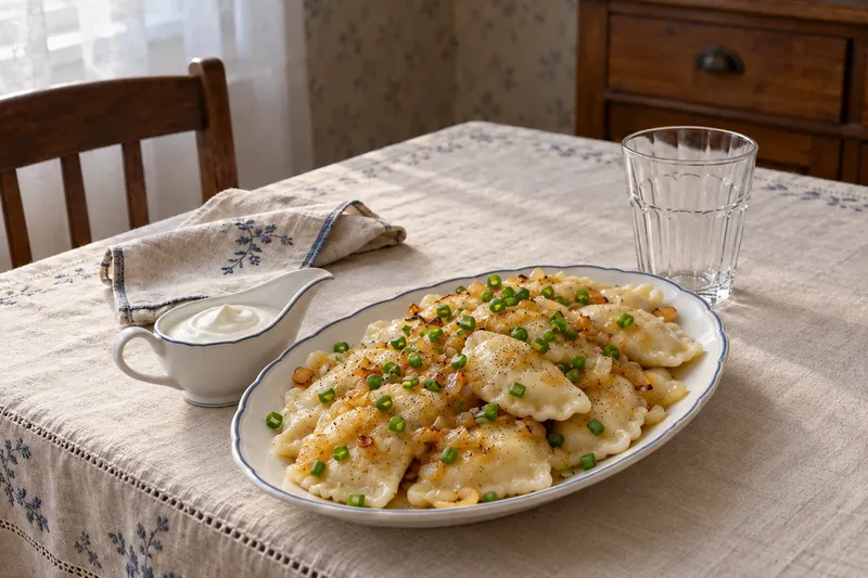 Вареники с картошкой: с жареным луком