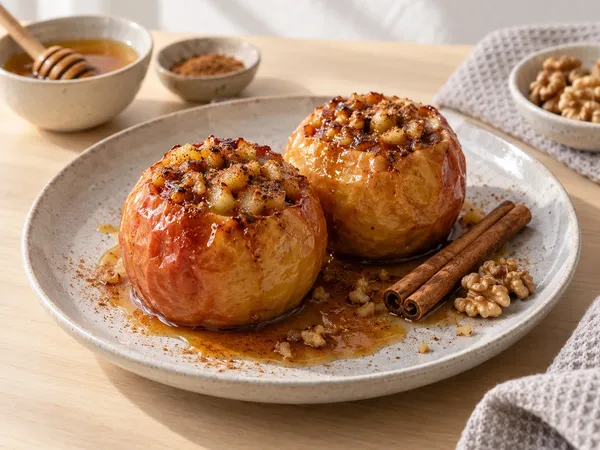 Яблоки, запечённые с мёдом и корицей — готовое блюдо